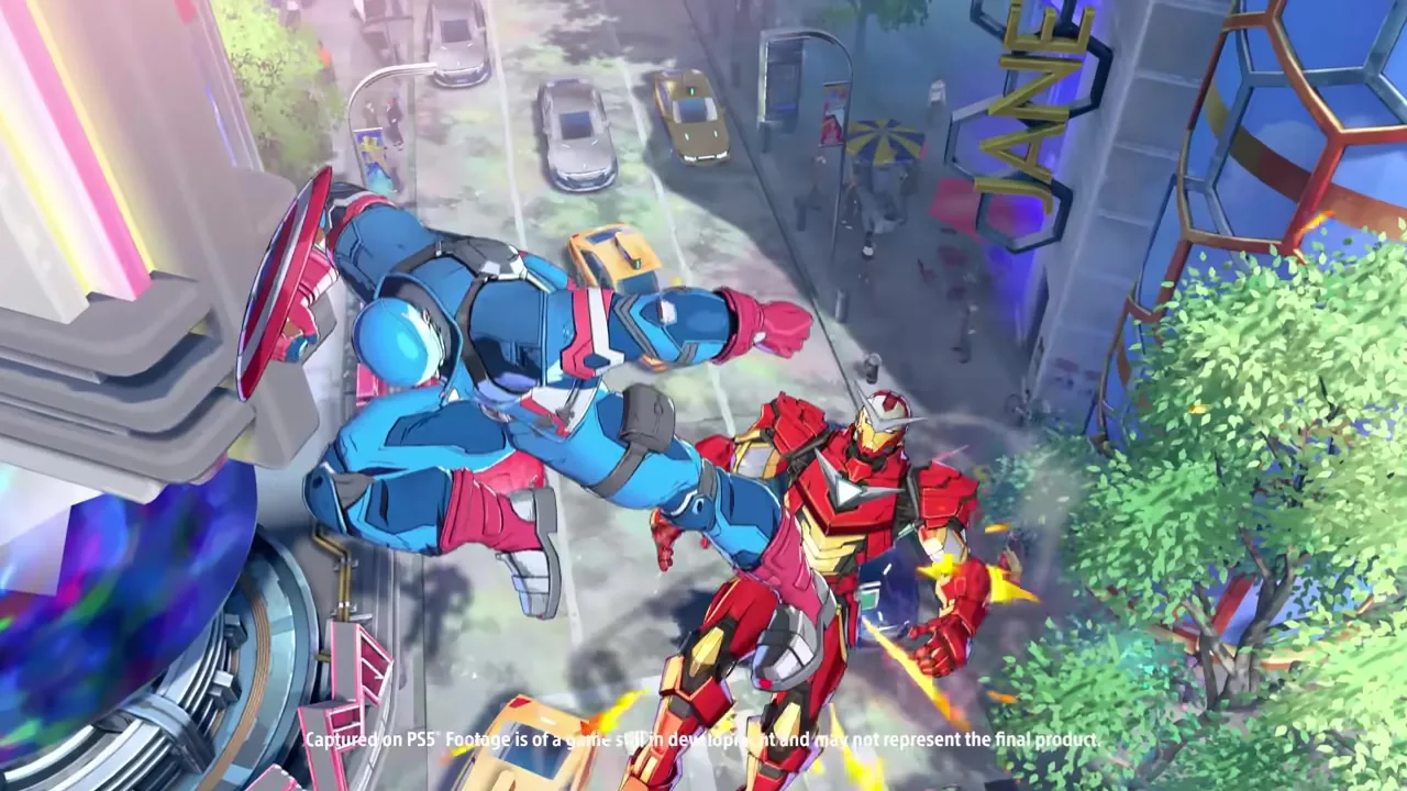 Abstract neon confrontation atmosphere representing the Marvel Tokon Fighting Souls beta, featuring stylized HUD elements and dynamic battle energy