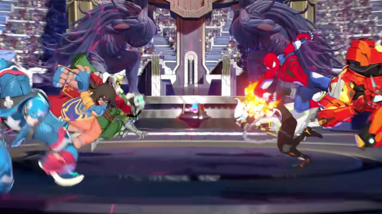 The MARVEL Tōkon: Fighting Souls logo over a split-screen showing PS5 console and PC platforms side by side.